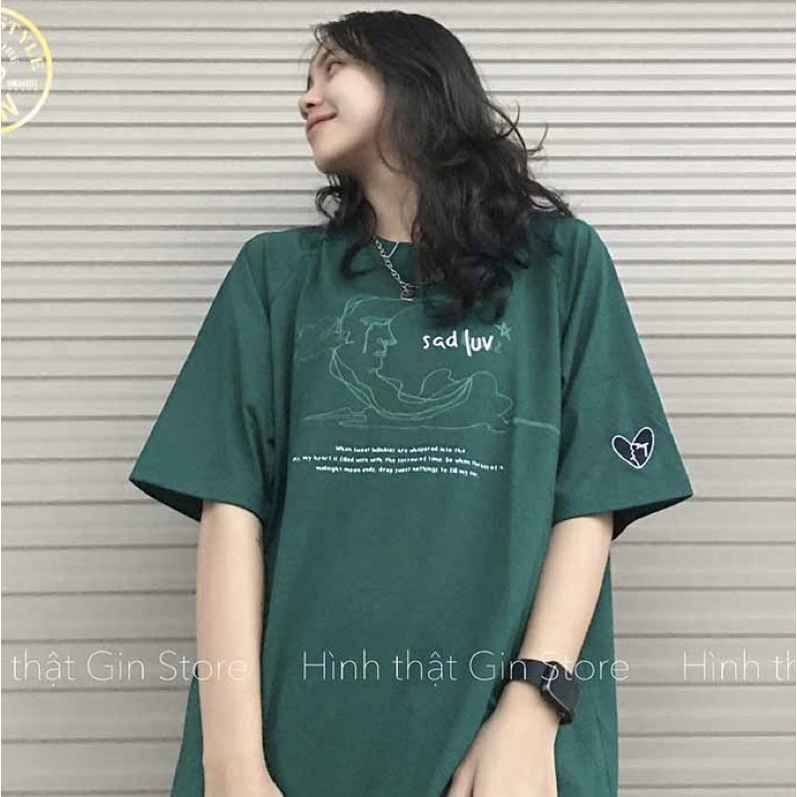 Áo thun tay lỡ form rộng chất cotton GTM Store, áo phông Unisex nam nữ Xanh lá phong cách cá tính