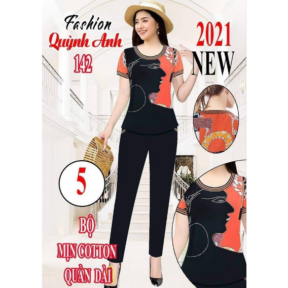 Bộ Quỳnh Anh áo mango xịn phối cotton mịn(có bigsize)