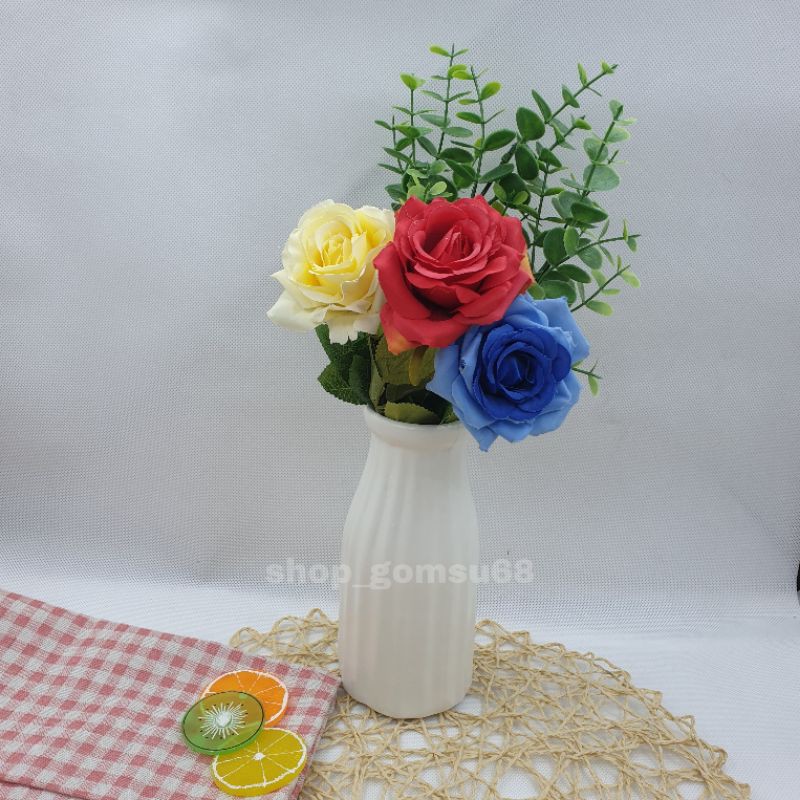Lọ hoa sứ Bát tràng cao 19cm miệng 7cm - bình cắm hoa tráng men mát đủ màu, chính hãng gốm Bát tràng