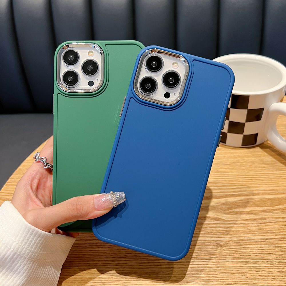 Ốp lưng iphone Cho IPhone 14 Ốp Điện Thoại Silicon Dẻo Viền Kim Loại Chống Sốc Chống Trầy Cho IPhone 11 12 13 14 Pro Max