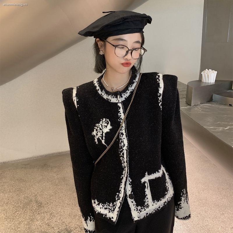 Áo khoác cardigan dệt kim dáng ngắn phong cách retro thời trang mùa thu mới cho nữ