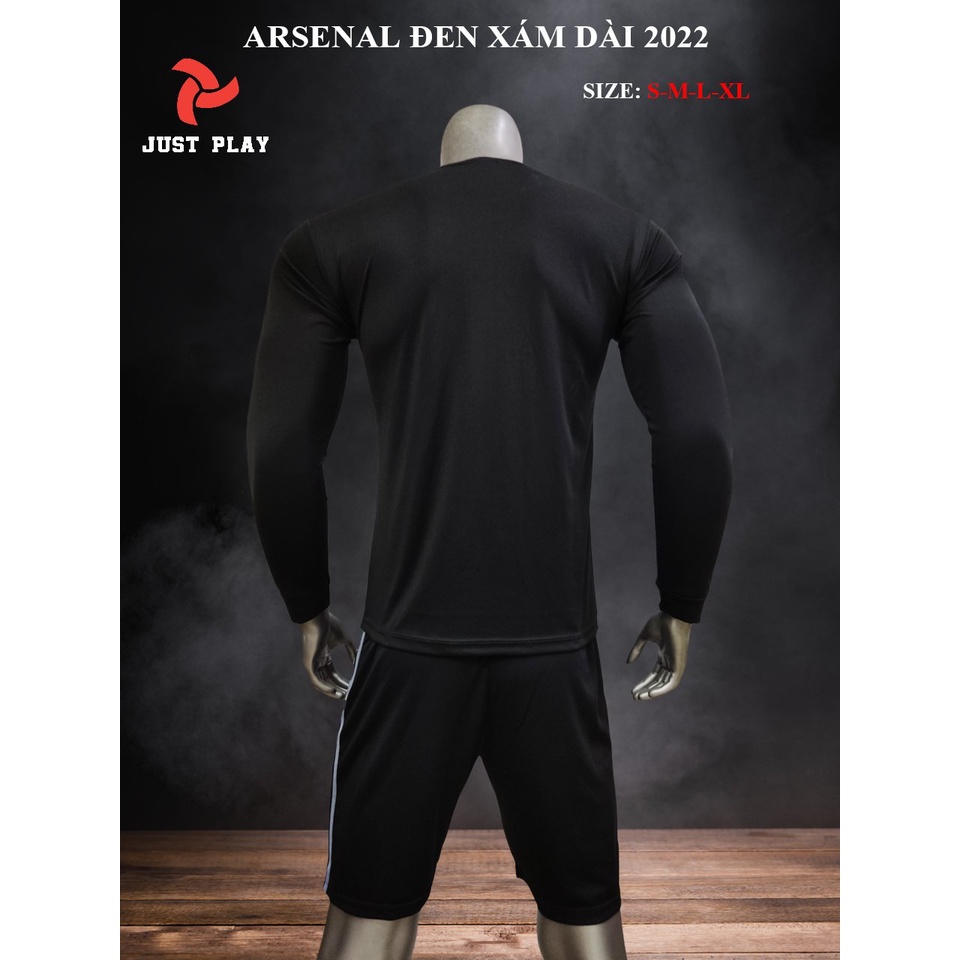 Quần áo đá bóng CLB Arsenal đen xám tay dài mới 2022 -2023