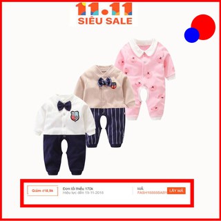 Bộ đồ liền thân dài tay giữ ấm dài tay dễ thương cho bé