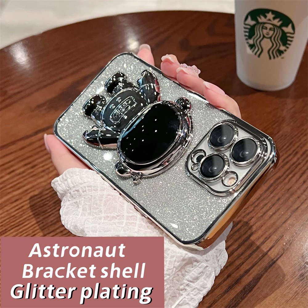 Ốp Điện Thoại TPU Trong Suốt In Hình Phi Hành Gia Kèm Giá Đỡ Cho iPhone 14max 14 13 12 11 Pro Max Xs Max Xr 8 7Plus