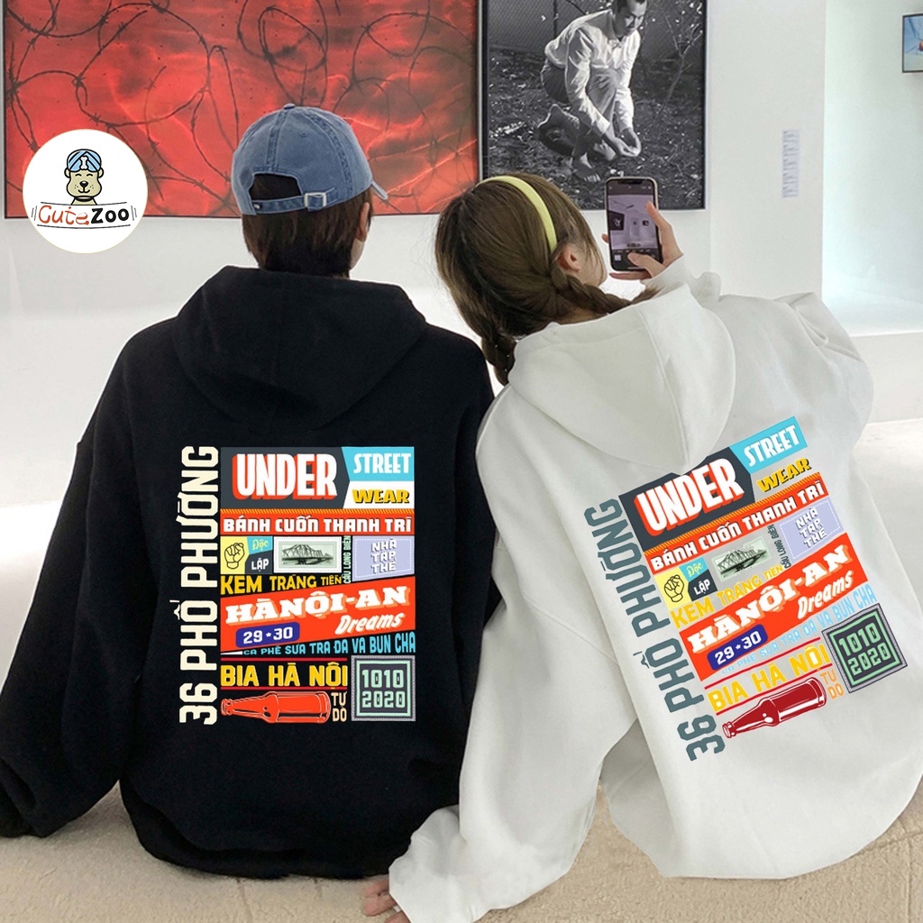 Áo Hoodie Under Hà Nội CUTEZOO Áo Sweater nỉ form rộng Unisex 36 phố phường