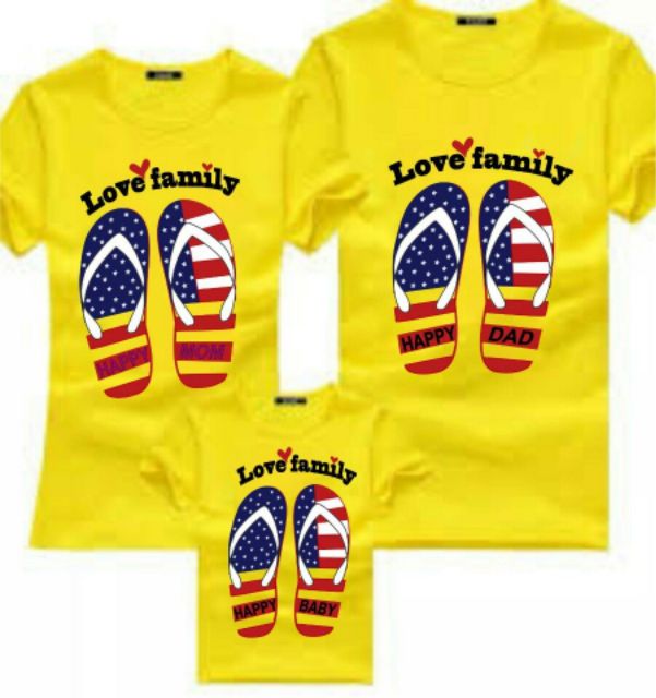 áo gia đình 3 người áo chất cotton mịn mát đồ gia đình đi biển