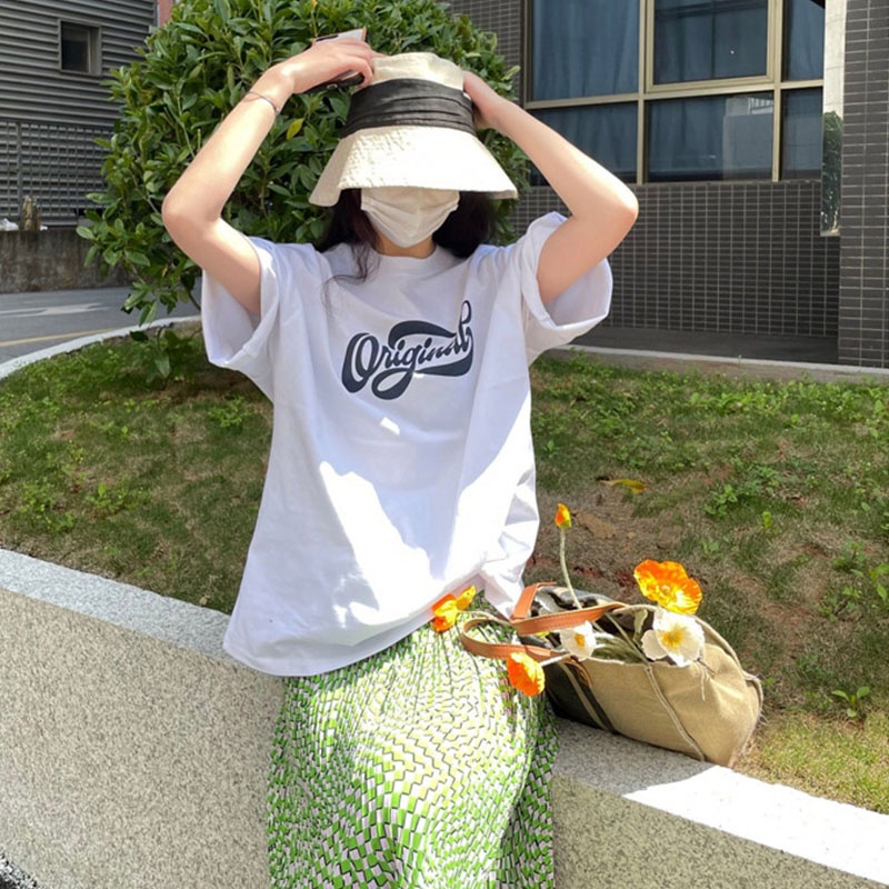 NRVP Áo Thun Nữ Ngắn Tay In Chữ Phong Cách Hàn Quốc