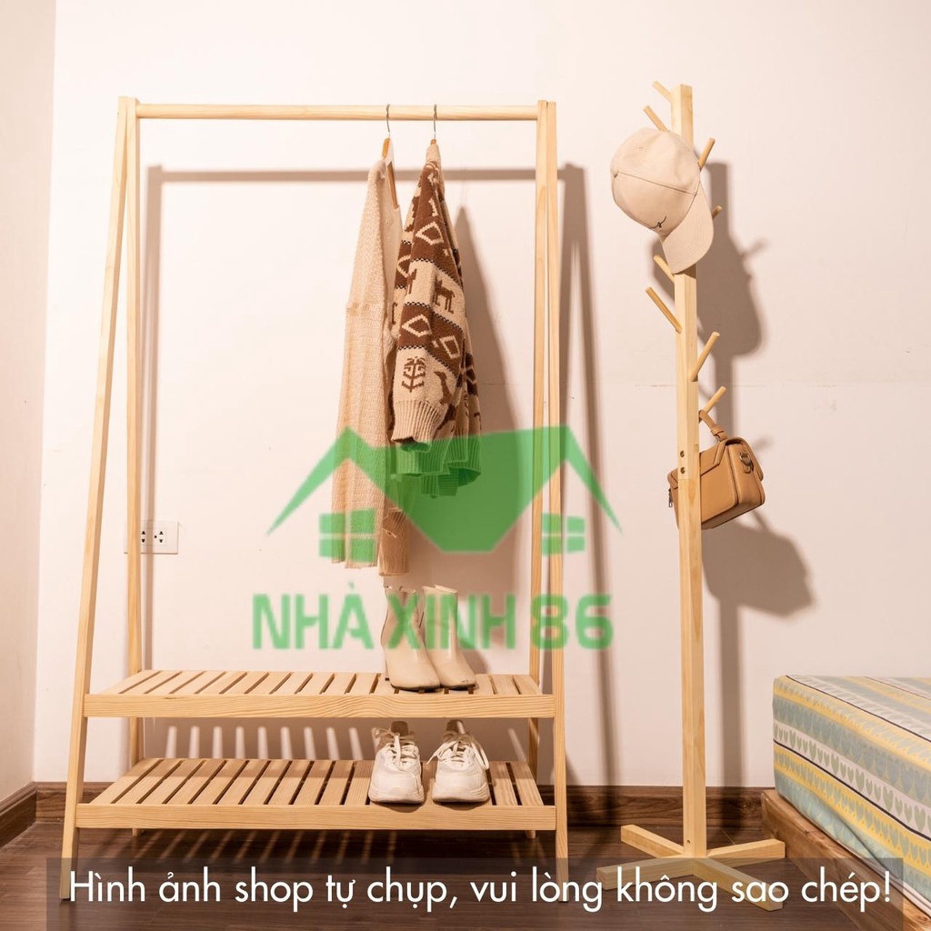 Kệ treo quần áo chữ A gỗ thông - Giá treo quần áo chữ A sang trọng, trẻ trung, thiết kệ phong cách hàn quốc