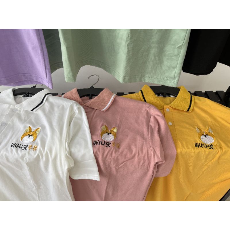 Áo polo  unisex tay lỡ thêu hình thú