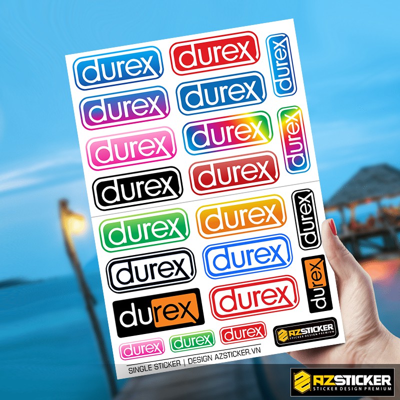 Set A4 Hình Dán Sticker Durex Cực Chất STKA433  | Sticker Dán Xe, Tem Dán Xe Máy, Xe Điện Chống Thấm Nước, Chống Bay Màu