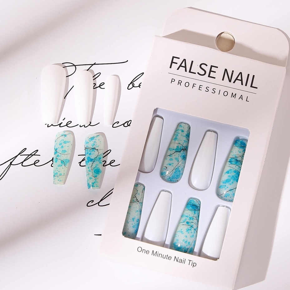 Set 24 Móng Tay Giả Dài Màu Sáng Sành Điệu Cho Nữ