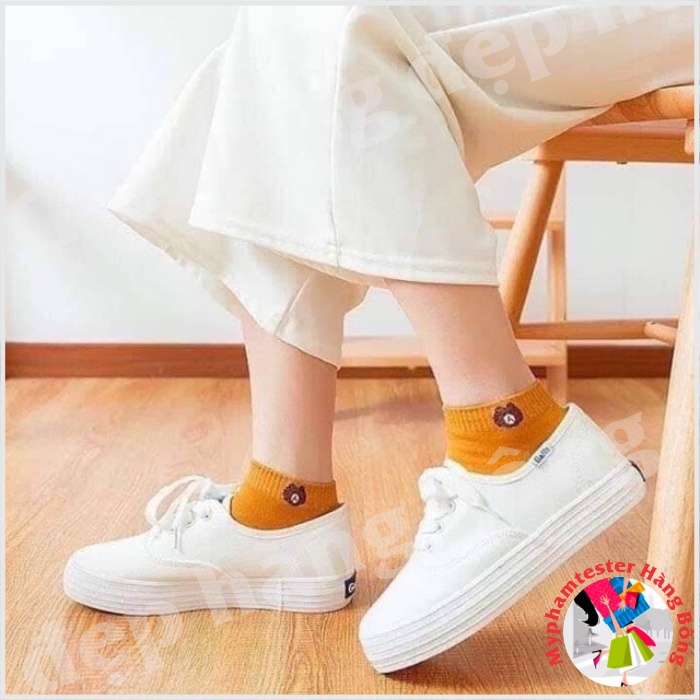 Túi 10 đôi tất gấu cotton co giãn cho bạn gái