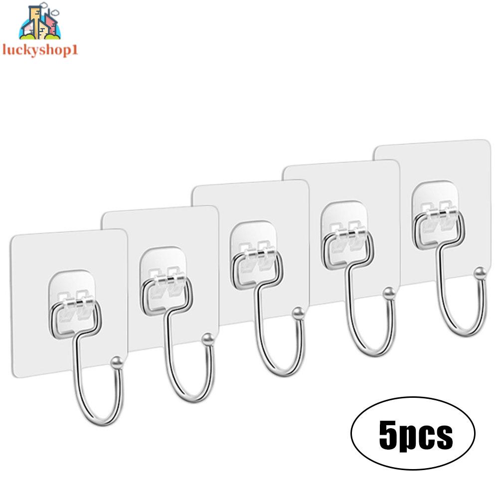 5* Wall Hooks Strong Self-Adhesive Door Home Kitchen Bathroom Suction Cup Hooks