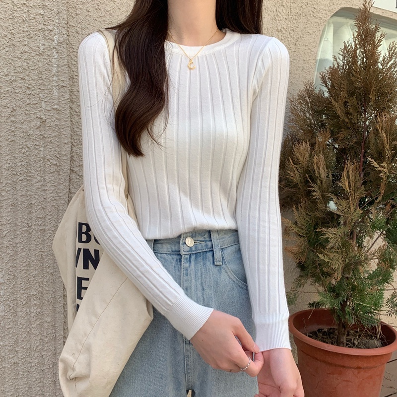 Áo dệt kim ZHELIHANGFEI tay dài dáng ôm phong cách cổ điển