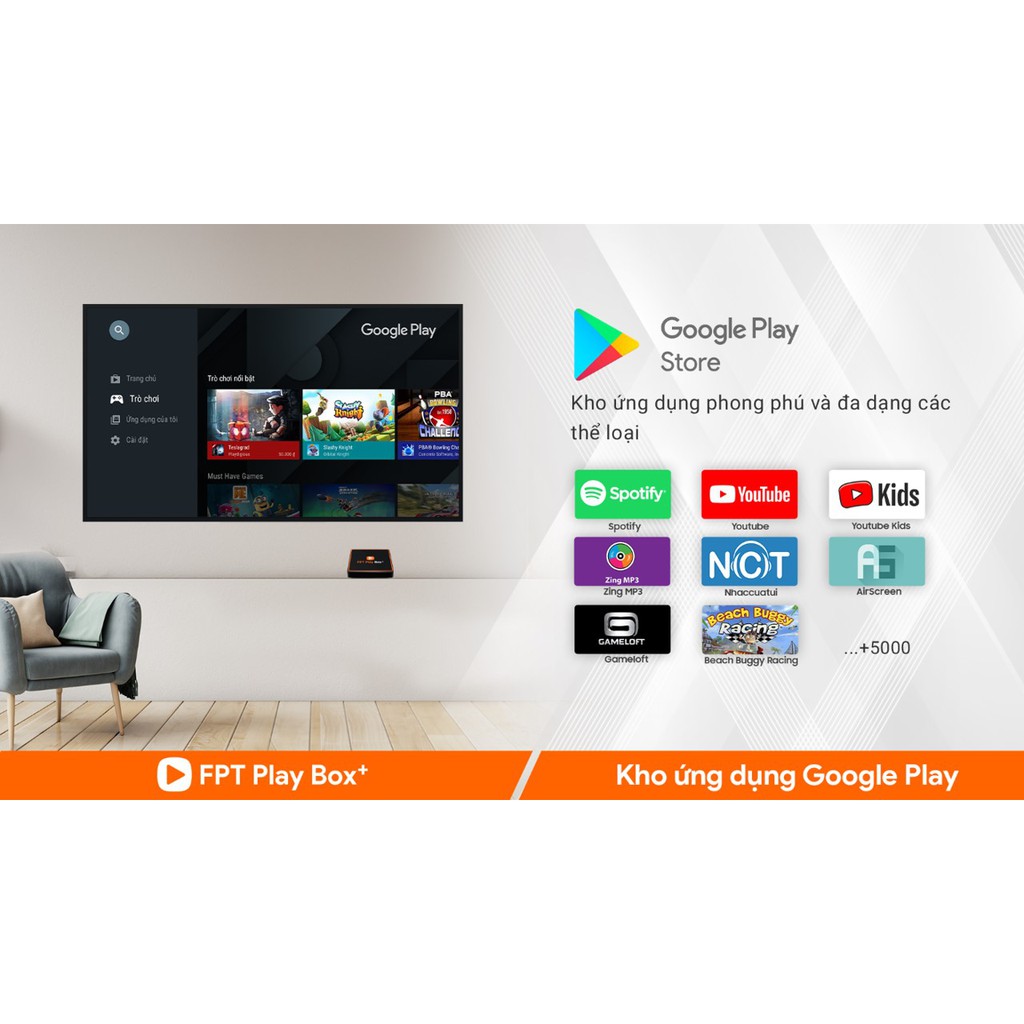 Android Tivi Box FPT Play Box+ 2020 2GB Hệ Điều Hành Android TV 10 Hỗ Trợ 4K Tích Hợp Điều Khiển Bằng Giọng Nói