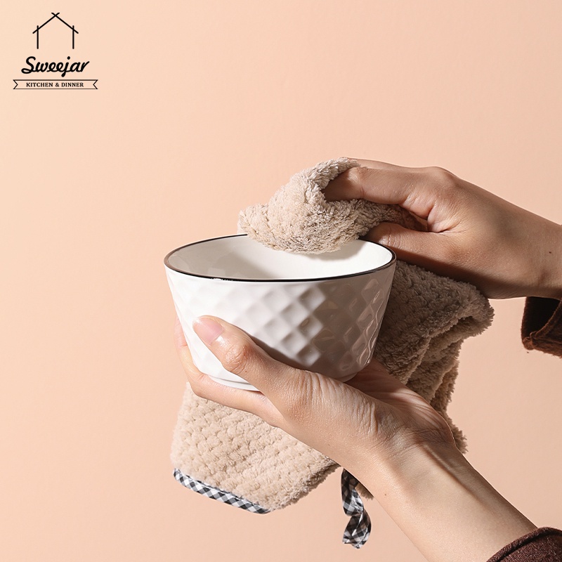 Khăn lau tay SWEEJAR treo tường bằng vải lông cừu san hô thấm hút tốt họa tiết ngôi s