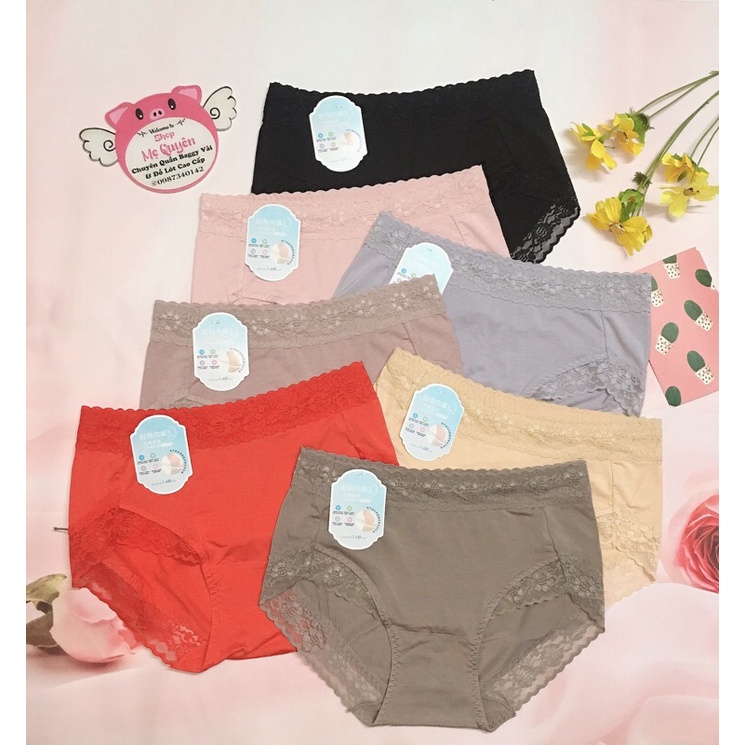 Quần lót Cotton lạnh viền ren cao cấp- gen bụng kháng khuẩn che khuyết điểm tối đa
