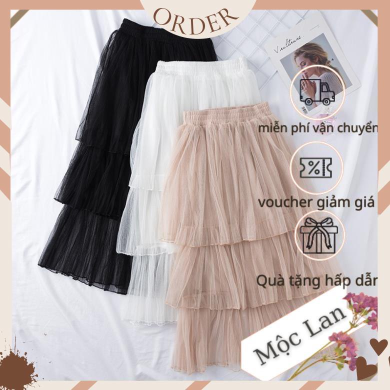 (MộcLan ORDER) Chân váy lưới xòe 3 tầng xếp ly Có ảnh thật -hàng chuẩn không phai hàng xưởng may lại