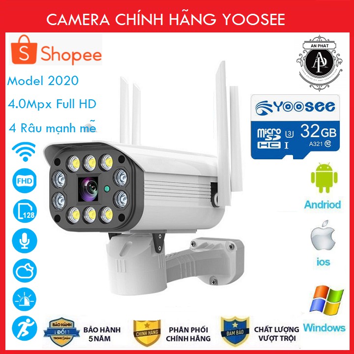 Camera Yoosee Ngoài Trời 4 Râu 10 Led 3.0Mpx Full HD 1296Pixel Bảo Hành 60 Tháng | BigBuy360 - bigbuy360.vn