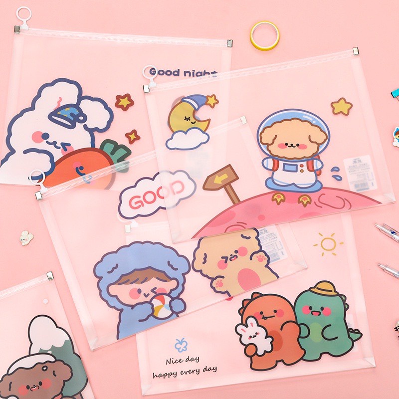 Túi Zip đựng tài liệu, bài kiểm tra A4 hình thú siêu cute BAG U TUIZIPCUTE