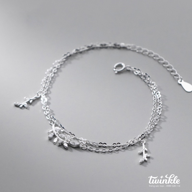 [Mã SKAMLTSM9 giảm 10% đơn 99K] Vòng tay bạc 925 xích charm chữ nhật treo của nữ - Made Twinkle Silver