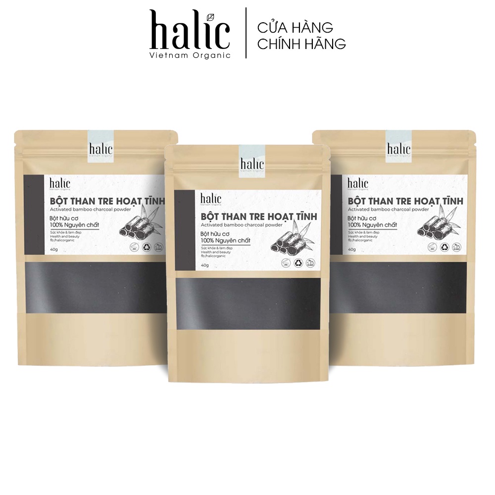 Bột Than Tre hoạt tính trắng răng Halic Organic 40G - Làm trắng răng, sạch mảng bám cao răng, ngăn mùi hôi miệng