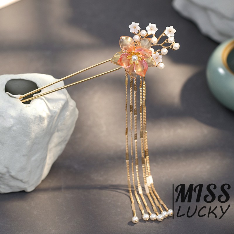 Trâm Cài Tóc Hình Hoa Đính Ngọc Trai Giả Thanh Lịch Cho Nữ