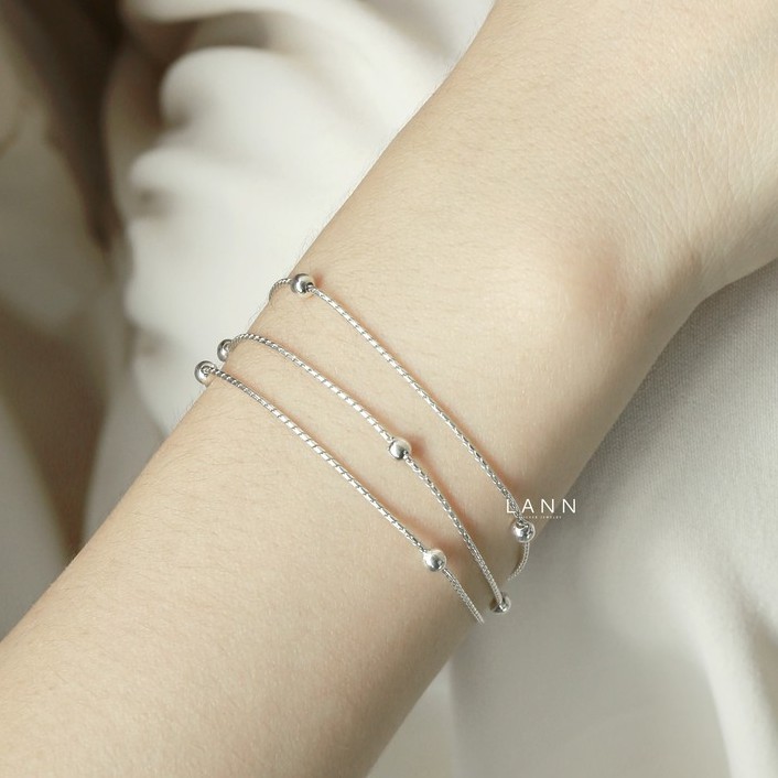 Lắc tay 3 vòng dây xích trơn bi cách BẠC S925 LANN B134
