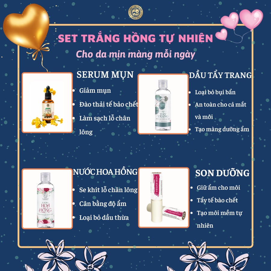 Bộ quà tặng Trắng Hồng Tự Nhiên - Set quà tặng người yêu, phụ nữ giúp làm đẹp da, dưỡng trắng da và cấp ẩm cho da