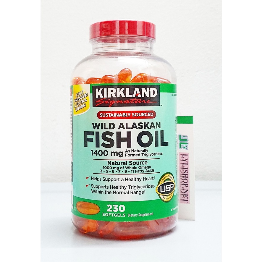 Dầu cá Omega tổng hợp Kirkland Signature Wild Alaskan Fish Oil 1400 mg chai 230 viên của Mỹ