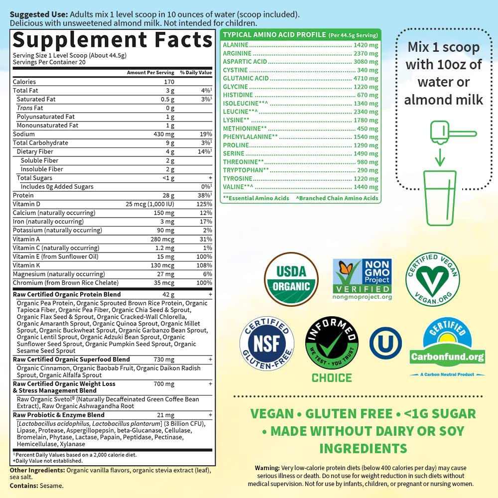 Bột đạm mầm ngũ cốc raw organic Fit Garden of Life
