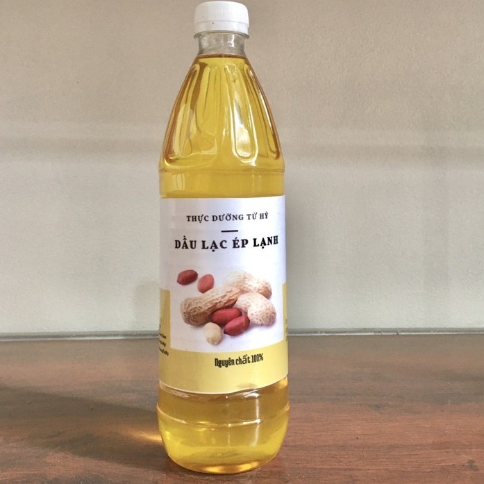 Dầu lạc nguyên chất, dầu lạc  ép lạnh tốt cho sức khoẻ chế biến thực phẩm chai 1 lít