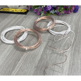(1 mét đôi) Dây dẫn teflon - Dây đồng nguyên chất bọc Teflon trong suốt / trắng sữa