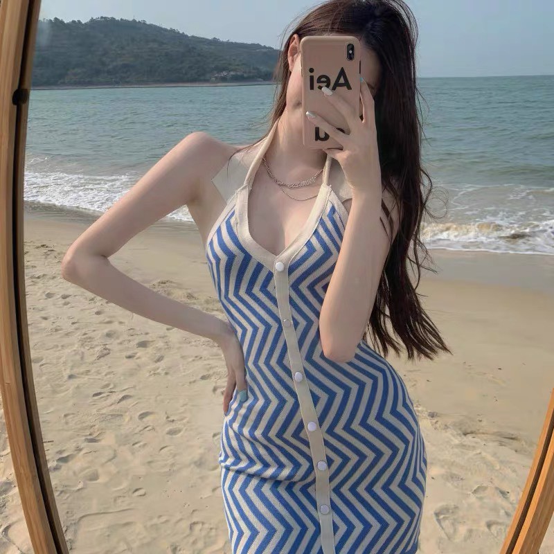 [HÀNG QUẢNG CHÂU] Váy Yếm Len, Váy Body Nữ Hở Lưng Tôn Dáng Mặc Tôn Dáng Siêu Trendy | BigBuy360 - bigbuy360.vn