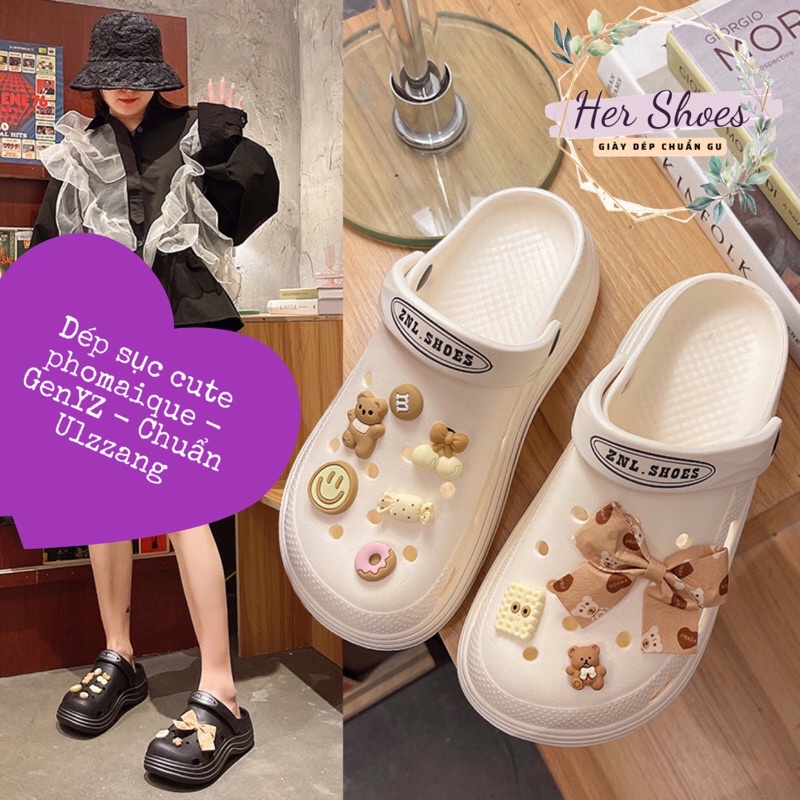 Dép sục nữ đế cao ulzzang có sẵn siêu nhẹ êm kèm sticker - Dép bánh mì cross độn đế cute full size 35-40