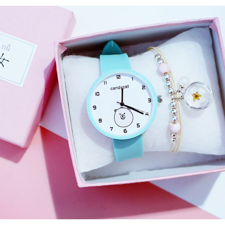 (ko lắc) Đồng hồ thời trang nữ Candycat C9 dây cao su GẤU BÉO (Đường kính mặt: 36 mm)