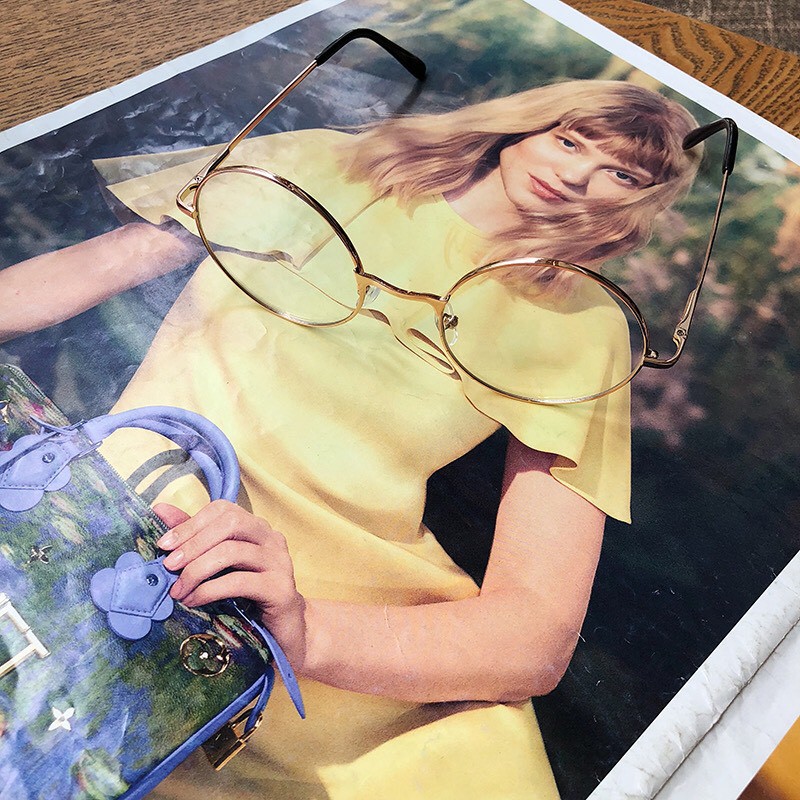 [Sỉ siêu rẻ] Kính giả cận mặt tròn viền vàng siêu xinh- hàng chuẩn