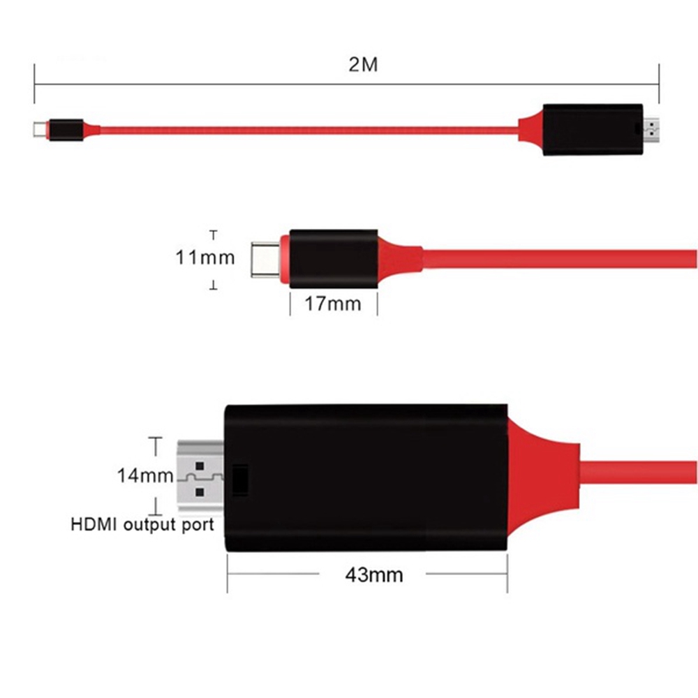 Cáp Chuyển Đổi Hd 1080p Tv Cao Cấp Usb 3.1 4kx2k 2m Type-C Sang Hdmi