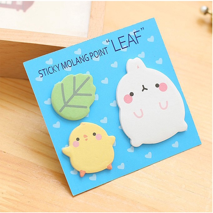 🍉Bộ giấy note molang 3 hình xinh xắn - Giấy note molang 4 màu DUASHOP