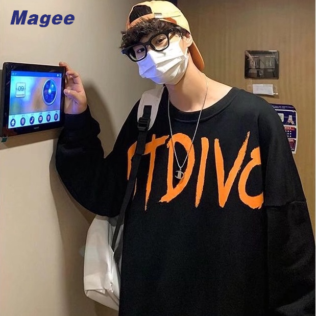 Magee Áo Sweater Giả Hai Lớp Dáng Rộng In Họa Tiết Phong Cách Mới Mùa Xuân Thu Trung Hoa Cho Cặp Đôi