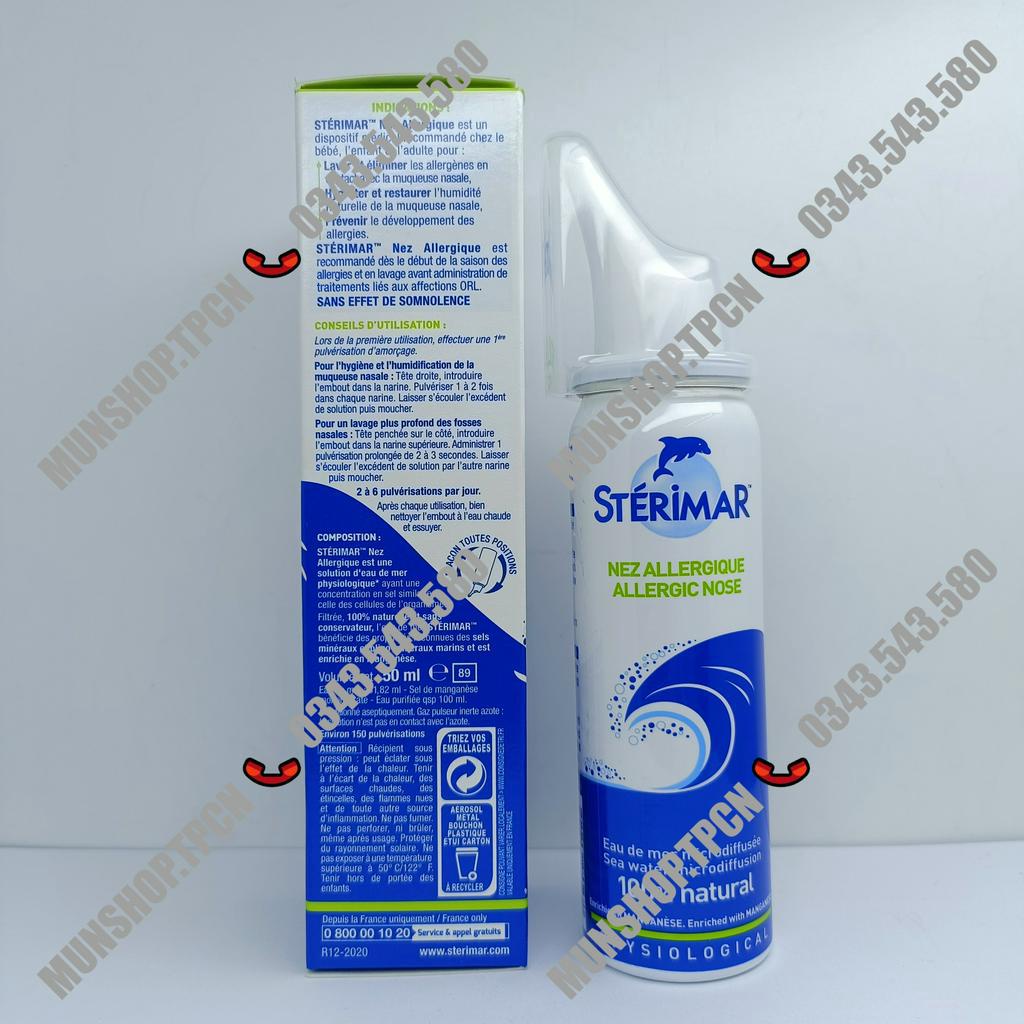 Xịt mũi cá heo Sterimar Allergic nose chai 50ml - Chống nghẹt mũi, sung huyết mũi do cảm lạnh, viêm mũi – xoang