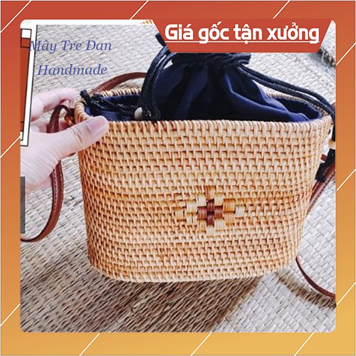 Túi Mây Tre Đan , Túi Xách , Hình Bầu Dục, KT 20x10h18