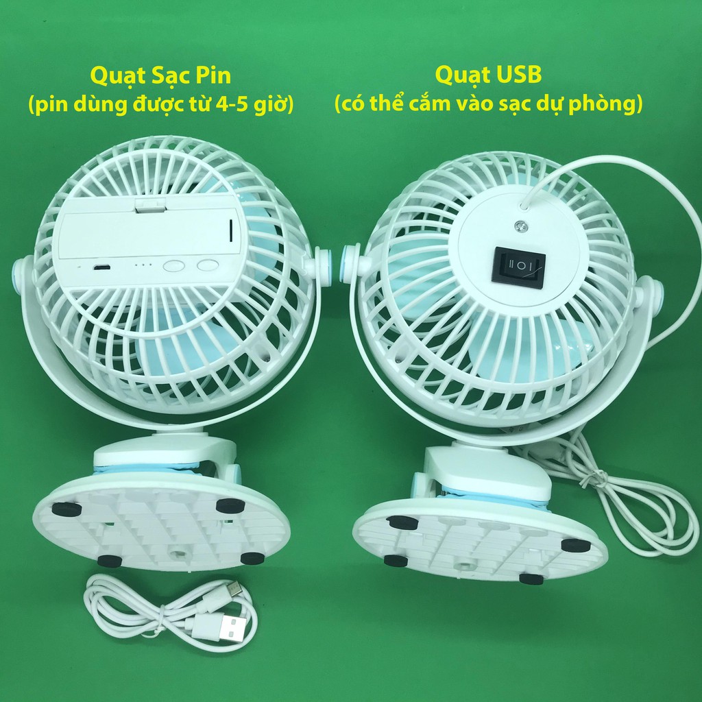 Quạt Tích Điện Kẹp Bàn , Quạt Mini Kẹp Bàn Cực Mát Xoay 720 Độ Kẹp Chắc Chắn Cho Dân Văn Phòng (Kèm Quà Tặng) | BigBuy360 - bigbuy360.vn