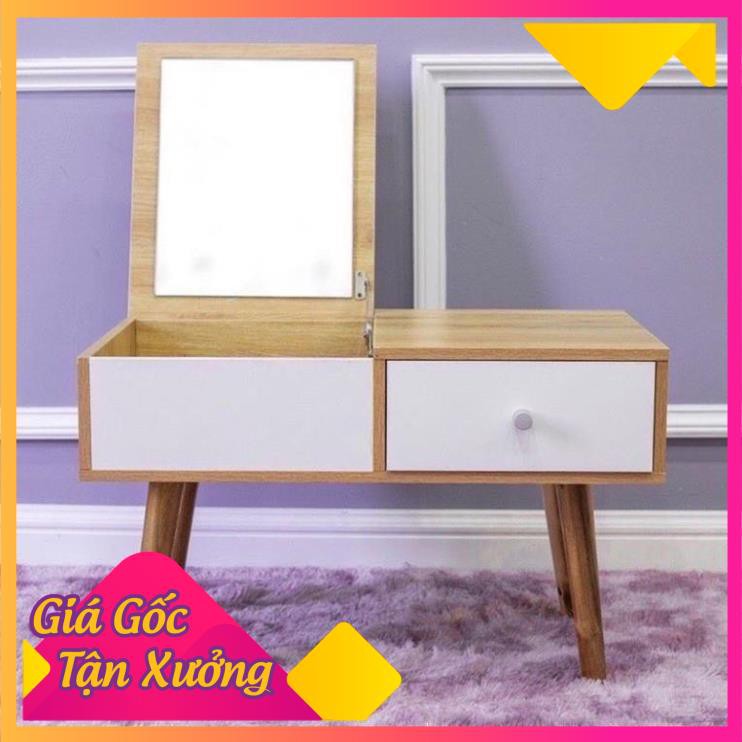 Bàn trang điểm mini nhỏ gọn  bàn trang điểm ngồi bệt kèm gương cao cấp để đầu giường Gỗ MDF ( tặng kèm tua vit )