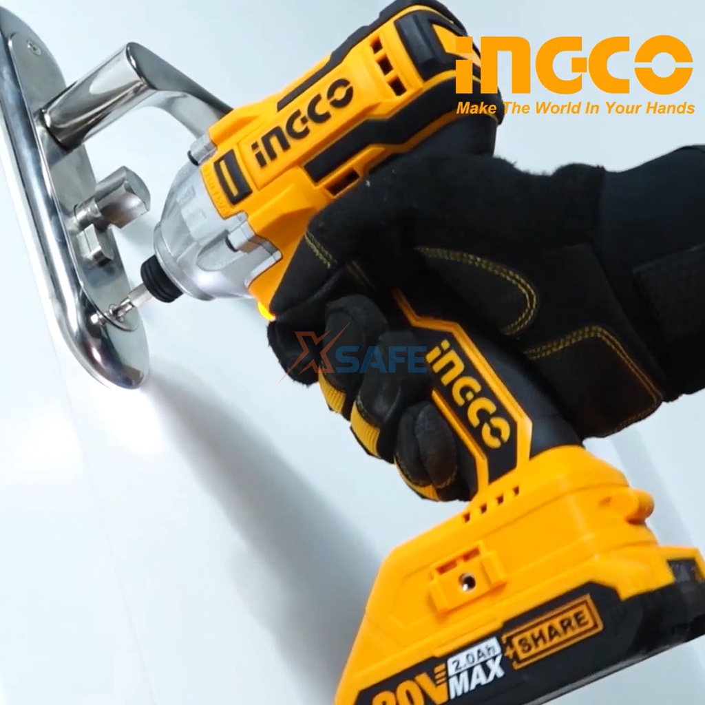 Máy khoan dùng pin Lithium 20V INGCO CIDLI2002 Nhông cơ khí 2 tốc độ, có chức năng khóa trục chính, kèm đèn LED