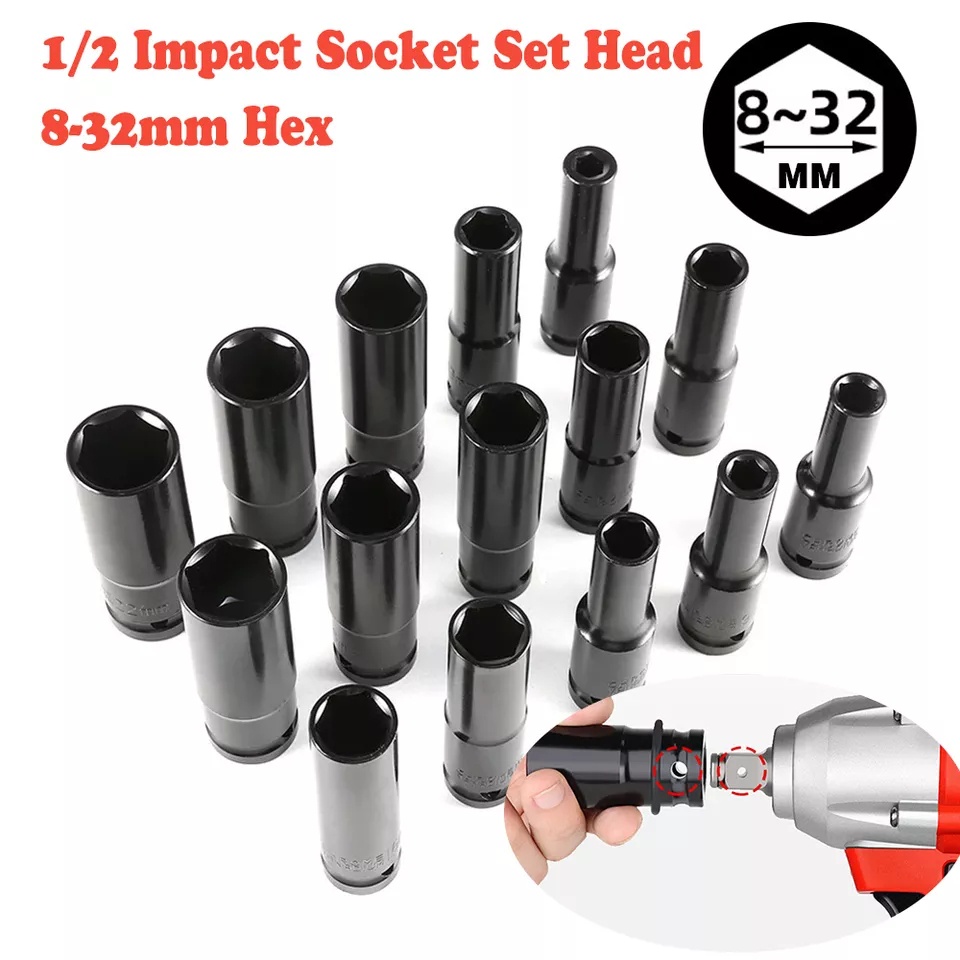 BỘ 10 ĐẦU KHẨU TUÝP 1/2 DÀI 78MM thép CR-V 8 ĐẾN 24 siết mở bulông ốc vít