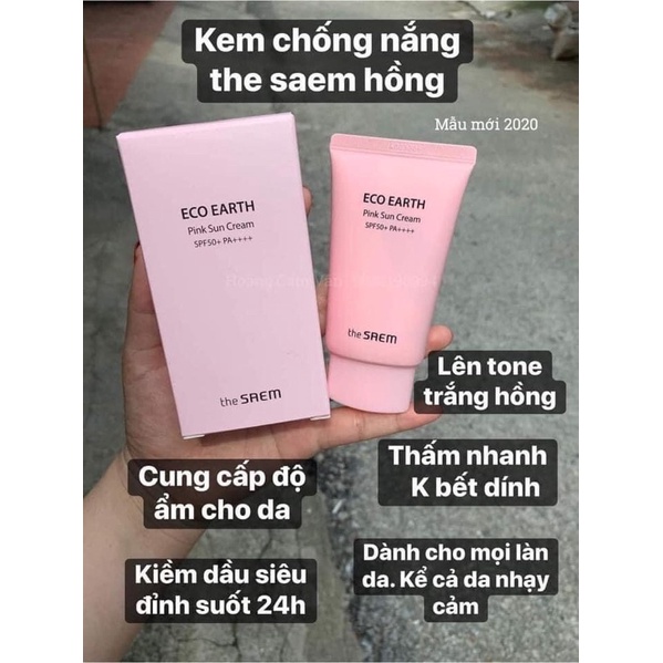 Kem chống nắng The Saem  Eco Earth Power Pink (SPF 50+/PA)++++