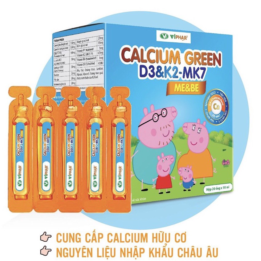 CALCIUM GREEN D3&K2-MK7 ME&BE: BỔ SUNG CALCI DƯỚI DẠNG CALCI HỮU CƠ CHO MẸ BẦU VÀ E BÉ , NGUYÊN LIỆU