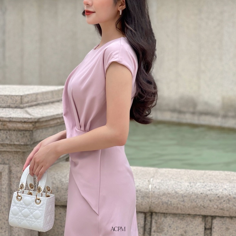 Luna dress / Đầm midi ngắn tay nhún eo