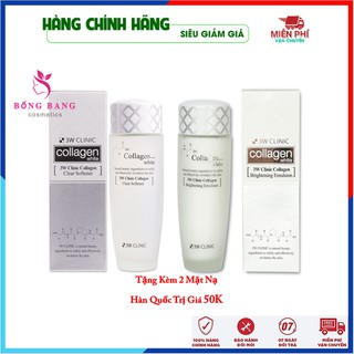 [Chính Hãng Hàn Quốc] Bộ dưỡng trắng da - Bộ dưỡng da chiết xuất từ Collagen 3W CLINIC Hàn Quốc [Nước Hoa Hồng+ Sữa]